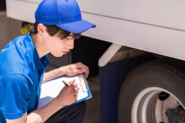 タイヤの整備中の男性